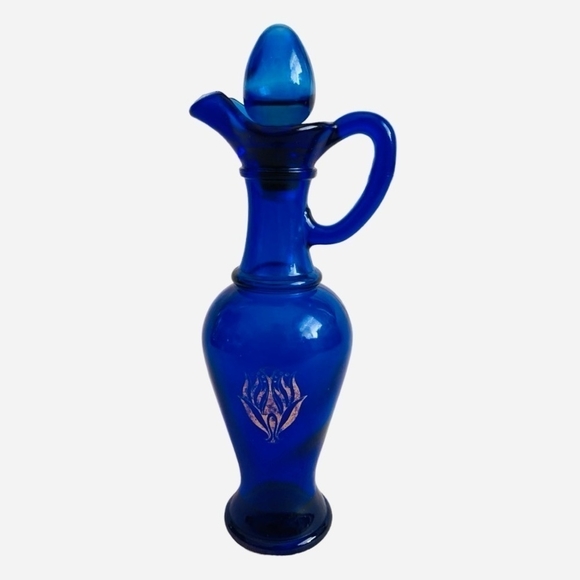 Vintage Bath Oil AVON Skin-So-Soft Bath Oil Cobalt Blue Glass Decanter Bottle - Picture 2 of 4
